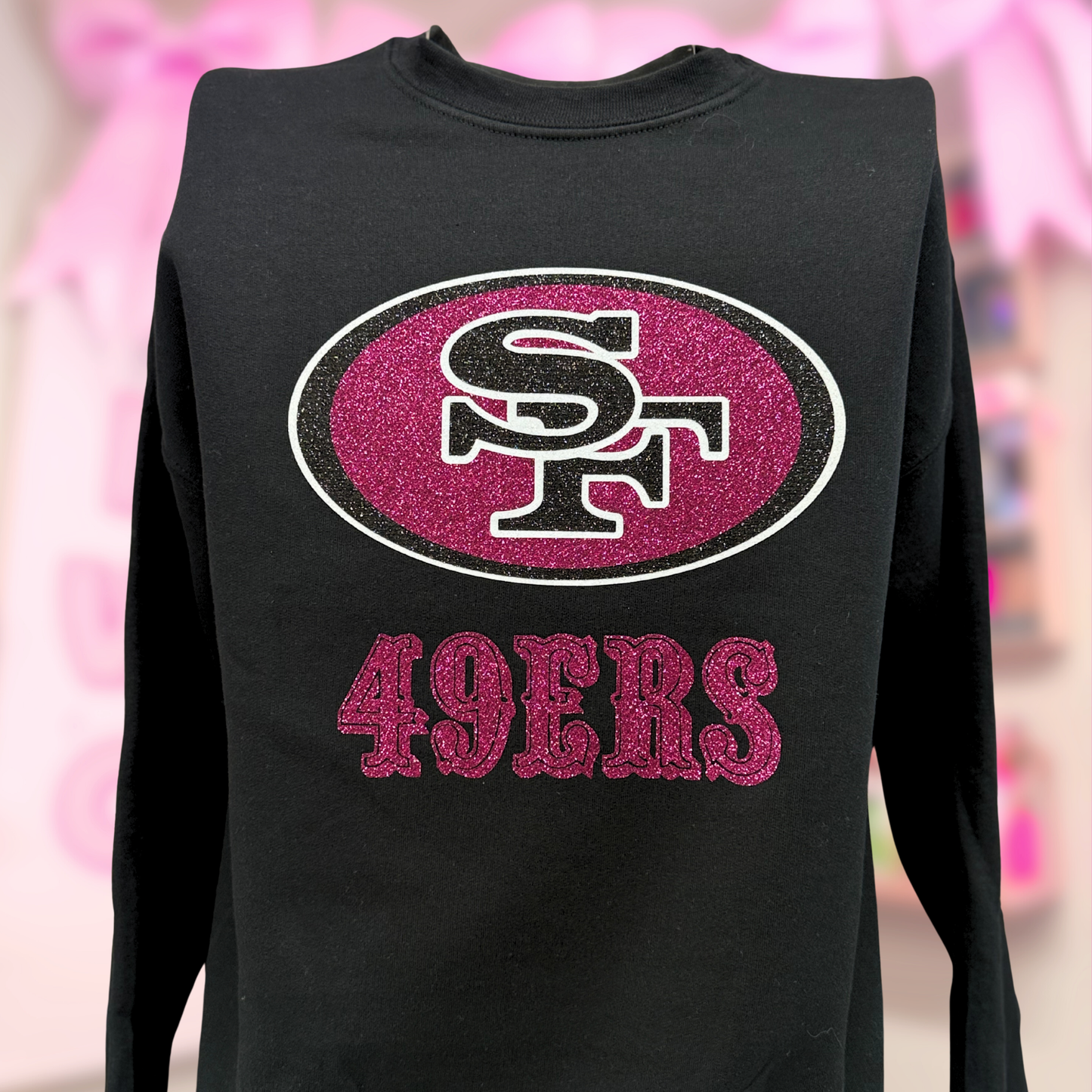 Pink and Black Niner crewneck